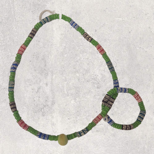 Glass bead necklace & Bracelet from Ghana ( 20th Century - MD African Art